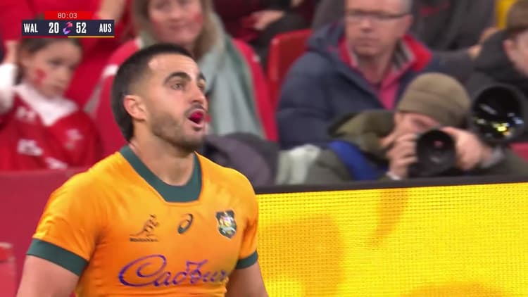 Tom Wright's Long Try v Wales | Wallabies 2024