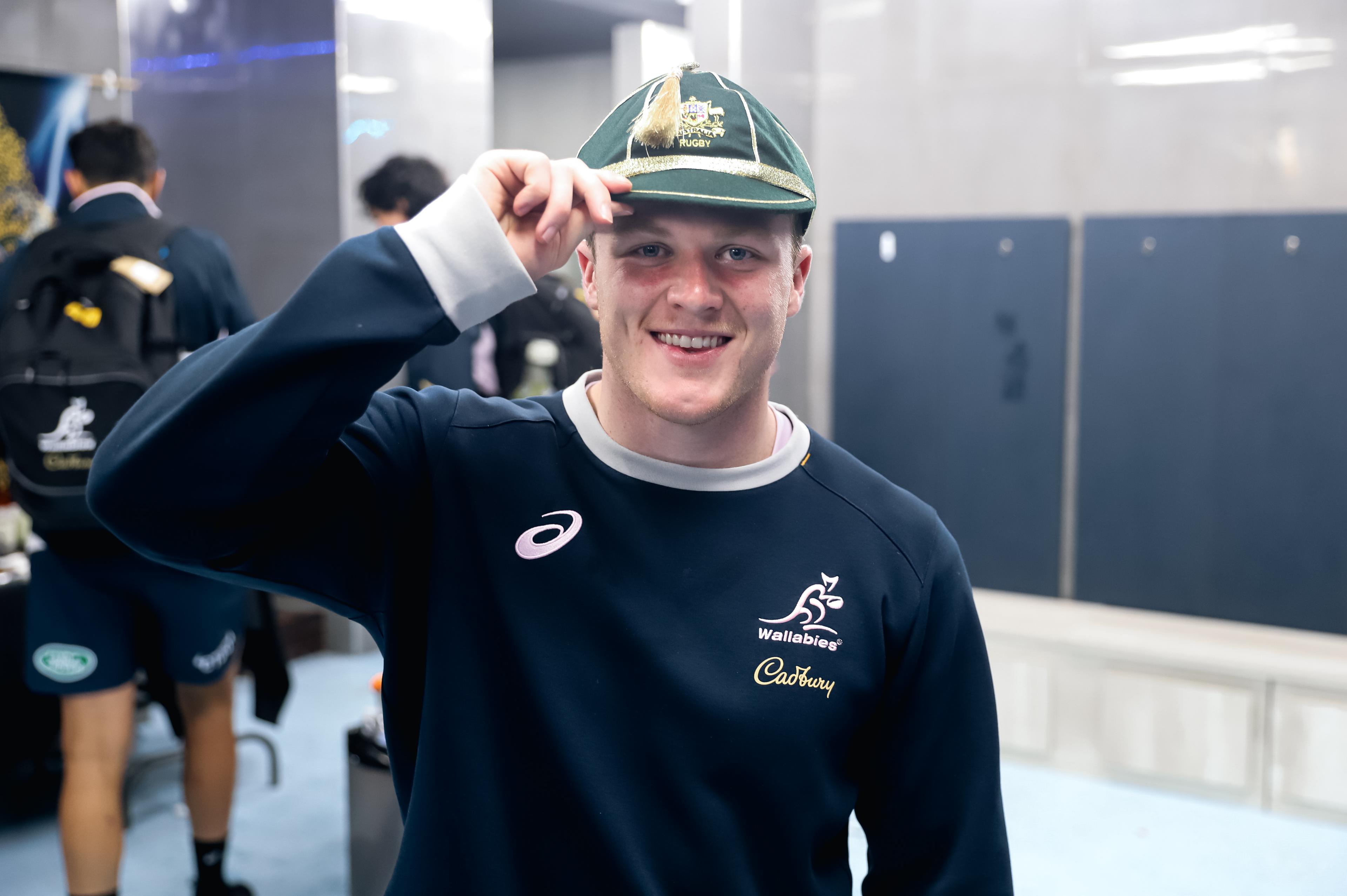 Billy Pollard receives his Wallabies cap in Argentina. 