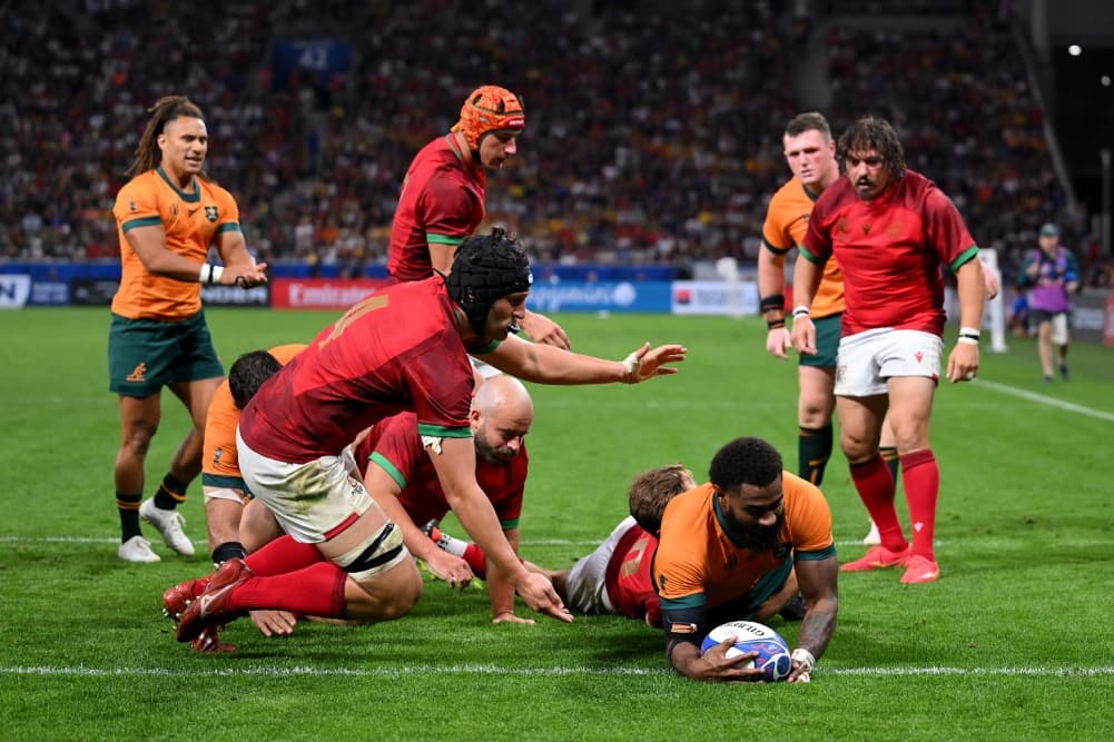 The Wallabies keep their World Cup alive with a win over Portugal. Photo: Getty Images