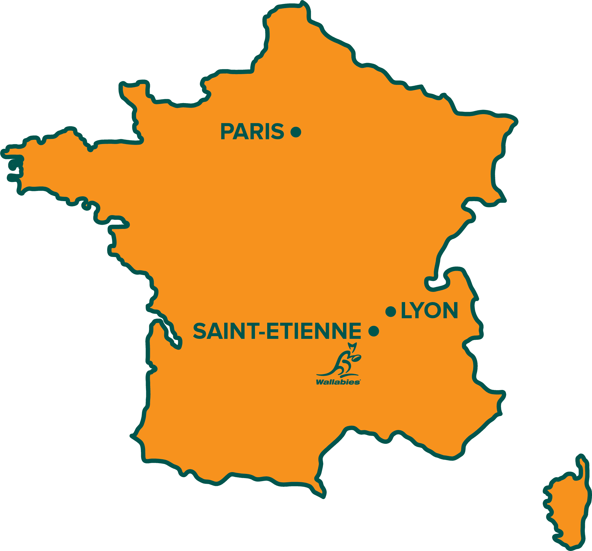 Map of Saint-Etienne RWC France 