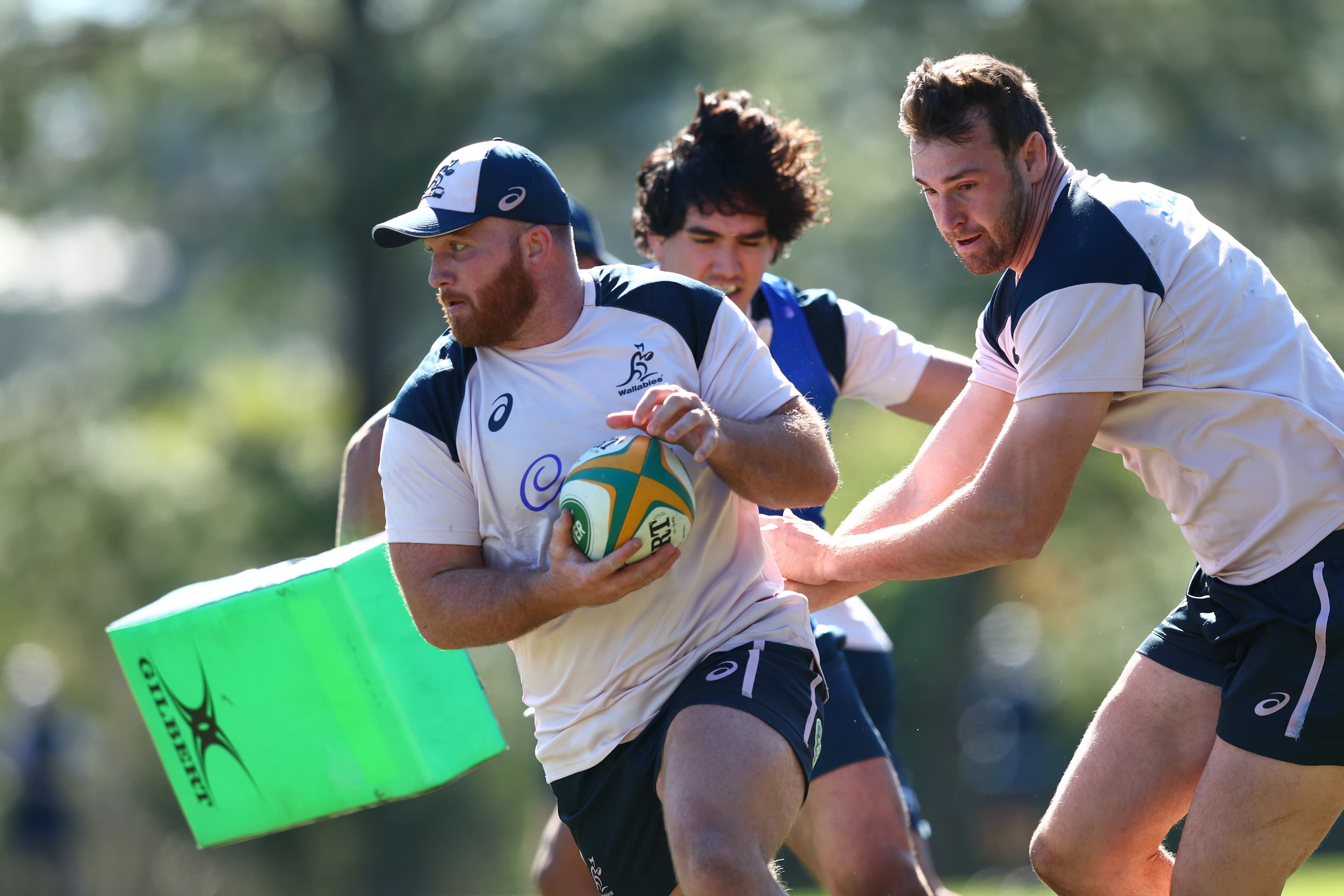 Matt Gibbon runs the ball at Wallabies training in 2022. Photo: Getty Images