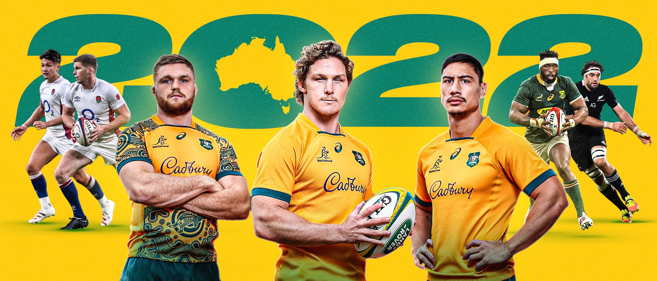 Banner depicting the Wallabies and their 2022 Opponents 